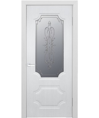 Дверь с ПВХ покрытием Эмма 10 ДО (Софт Белый, Гравировка)