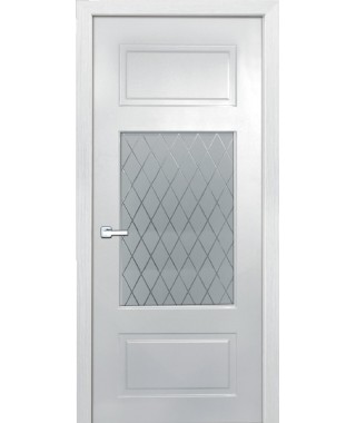 Дверь с ПВХ покрытием Эмма 140 ДО (Софт Белый, Гравировка)
