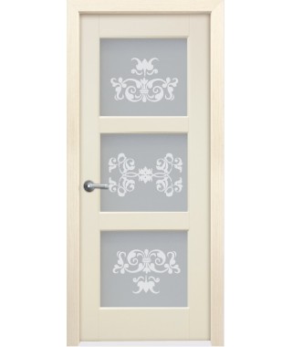 Дверь с ПВХ покрытием Эмма 160 ДО (Софт Тач Крем, Фотопечать белая)