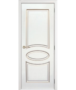 Дверь с ПВХ покрытием Эмма 180 ДГ (Софт Белый/Патина Шампань)