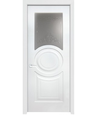 Дверь с ПВХ покрытием Эмма 280 ДО (Софт Белый, Наливной витраж)