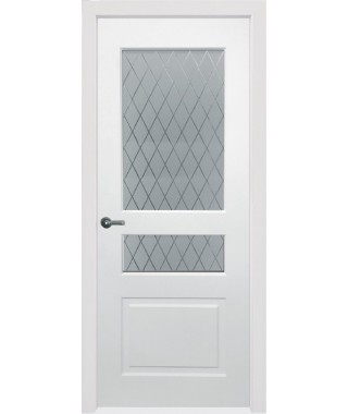 Дверь с ПВХ покрытием Эмма 65 ДО (Софт Белый, Гравировка)